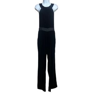 NWT STAUD Black Velvet Halter Jumpsuit Sz. 4